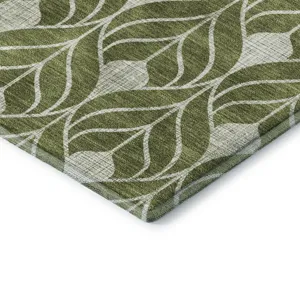 Luxury Washable Indoor/Outdoor The Reserve Olive 9\' x 12\' Rug