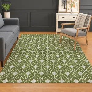 Luxury Washable Indoor/Outdoor The Reserve Olive 9\' x 12\' Rug