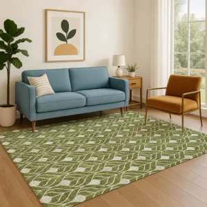 Luxury Washable Indoor/Outdoor The Reserve Olive 9\' x 12\' Rug