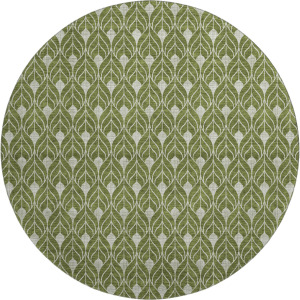 Luxury Washable Indoor/Outdoor The Reserve Olive 8' x 8' Round Rug