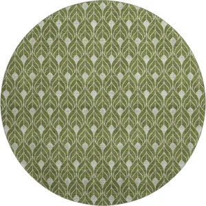 Luxury Washable Indoor/Outdoor The Reserve Olive 8\' x 8\' Round Rug