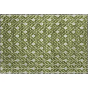 Luxury Washable Indoor/Outdoor The Reserve Olive 1\'8\" x 2\'6\" Rug