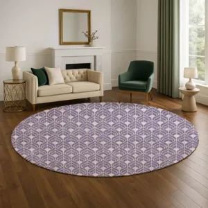 Luxury Washable Indoor/Outdoor The Reserve Plum 8\' x 8\' Round Rug