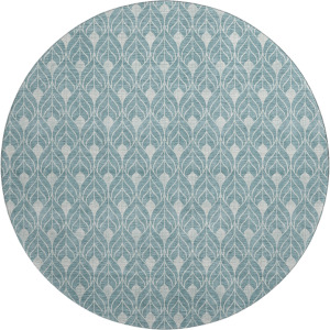 Luxury Washable Indoor/Outdoor The Reserve Teal 8' x 8' Round Rug