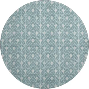 Luxury Washable Indoor/Outdoor The Reserve Teal 8\' x 8\' Round Rug