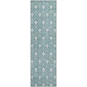 Luxury Washable Indoor/Outdoor The Reserve Teal 2\'3\" x 7\'6\" Runner Rug