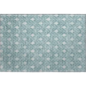 Luxury Washable Indoor/Outdoor The Reserve Teal 1\'8\" x 2\'6\" Rug
