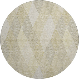 Luxury Washable Indoor/Outdoor The Reserve Beige 8' x 8' Round Rug