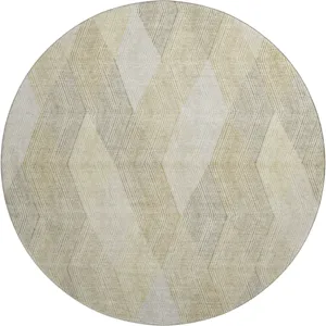 Luxury Washable Indoor/Outdoor The Reserve Beige 8\' x 8\' Round Rug