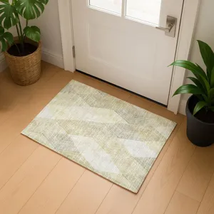 Luxury Washable Indoor/Outdoor The Reserve Beige 1\'8\" x 2\'6\" Rug