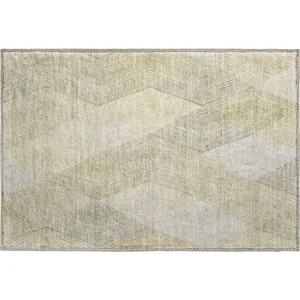 Luxury Washable Indoor/Outdoor The Reserve Beige 1\'8\" x 2\'6\" Rug