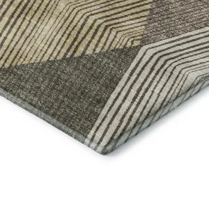 Luxury Washable Indoor/Outdoor The Reserve Brown 1\'8\" x 2\'6\" Rug