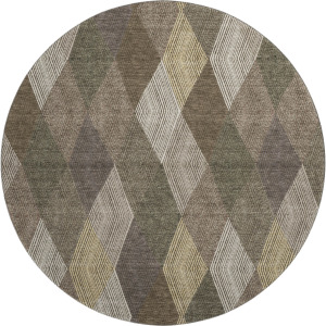 Luxury Washable Indoor/Outdoor The Reserve Brown 8' x 8' Round Rug