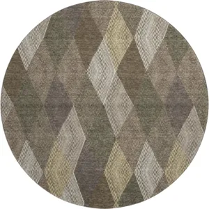 Luxury Washable Indoor/Outdoor The Reserve Brown 8\' x 8\' Round Rug