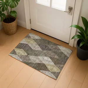 Luxury Washable Indoor/Outdoor The Reserve Brown 1\'8\" x 2\'6\" Rug
