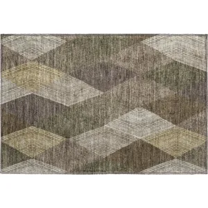 Luxury Washable Indoor/Outdoor The Reserve Brown 1\'8\" x 2\'6\" Rug