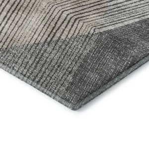Luxury Washable Indoor/Outdoor The Reserve Charcoal 1\'8\" x 2\'6\" Rug