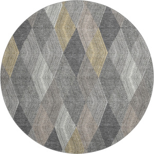 Luxury Washable Indoor/Outdoor The Reserve Charcoal 8' x 8' Round Rug