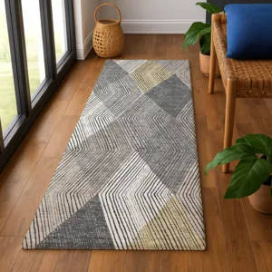 Luxury Washable Indoor/Outdoor The Reserve Charcoal 2\'3\" x 7\'6\" Runner Rug