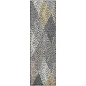 Luxury Washable Indoor/Outdoor The Reserve Charcoal 2\'3\" x 7\'6\" Runner Rug