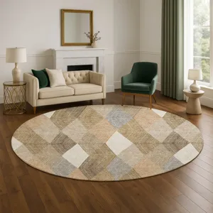 Luxury Washable Indoor/Outdoor The Reserve Copper 8\' x 8\' Round Rug