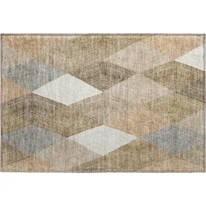 Luxury Washable Indoor/Outdoor The Reserve Copper 1\'8\" x 2\'6\" Rug