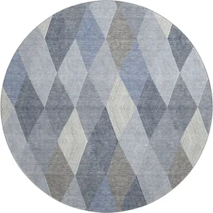 Luxury Washable Indoor/Outdoor The Reserve Denim 8\' x 8\' Round Rug