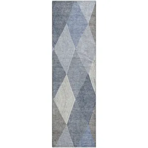 Luxury Washable Indoor/Outdoor The Reserve Denim 2\'3\" x 7\'6\" Runner Rug