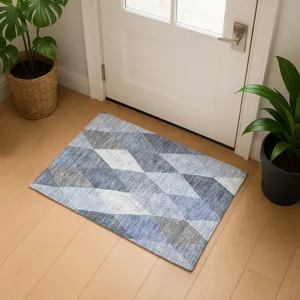 Luxury Washable Indoor/Outdoor The Reserve Denim 1\'8\" x 2\'6\" Rug