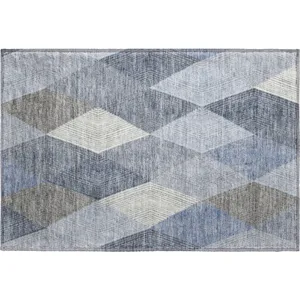 Luxury Washable Indoor/Outdoor The Reserve Denim 1\'8\" x 2\'6\" Rug