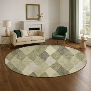 Luxury Washable Indoor/Outdoor The Reserve Fern 8\' x 8\' Round Rug