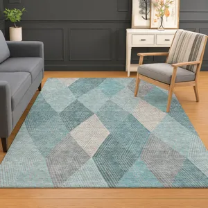 Luxury Washable Indoor/Outdoor The Reserve Turquoise 10\' x 14\' Rug