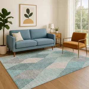 Luxury Washable Indoor/Outdoor The Reserve Turquoise 10\' x 14\' Rug