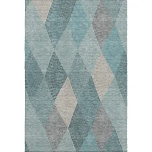Luxury Washable Indoor/Outdoor The Reserve Turquoise 10\' x 14\' Rug