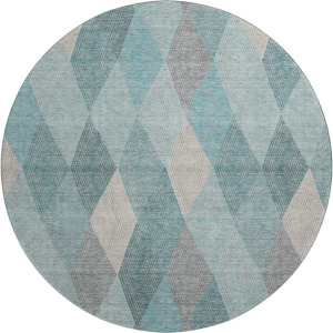 Luxury Washable Indoor/Outdoor The Reserve Turquoise Round Rug