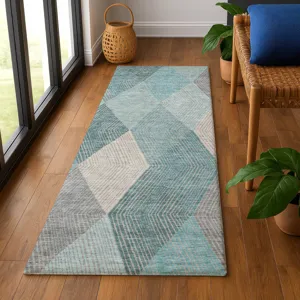 Luxury Washable Indoor/Outdoor The Reserve Turquoise 2\'3\" x 7\'6\" Runner Rug