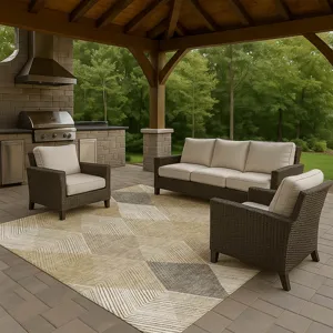 Luxury Washable Indoor/Outdoor The Reserve Wheat 8\' x 10\' Rug
