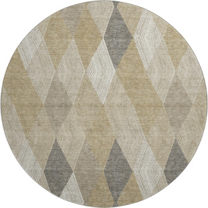 Luxury Washable Indoor/Outdoor The Reserve Wheat 8' x 8' Round Rug