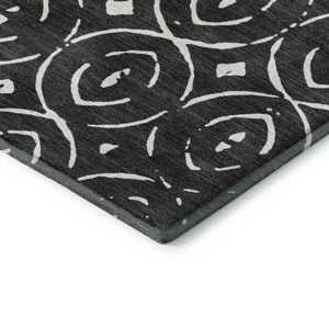 Luxury Washable Indoor/Outdoor The Reserve Black 3\' x 5\' Rug