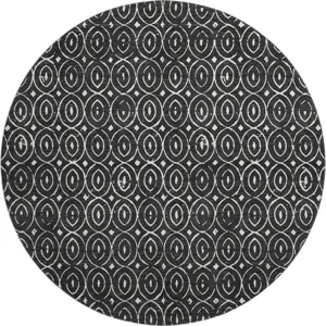 Luxury Washable Indoor/Outdoor The Reserve Black 8\' x 8\' Round Rug