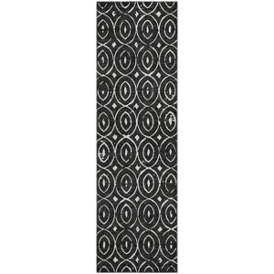 Luxury Washable Indoor/Outdoor The Reserve Black 2\'3\" x 7\'6\" Runner Rug