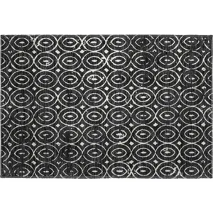 Luxury Washable Indoor/Outdoor The Reserve Black 1\'8\" x 2\'6\" Rug