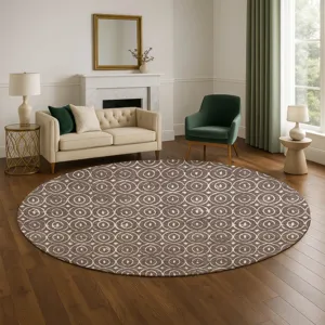 Luxury Washable Indoor/Outdoor The Reserve Brown 8\' x 8\' Round Rug