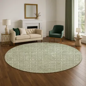 Luxury Washable Indoor/Outdoor The Reserve Fern 8\' x 8\' Round Rug