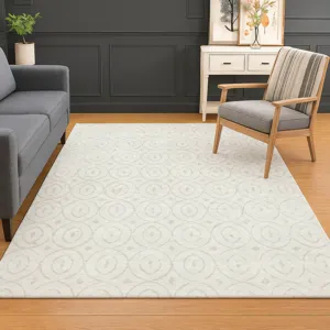 Luxury Washable Indoor/Outdoor The Reserve Ivory 5\' x 7\'6\" Rug