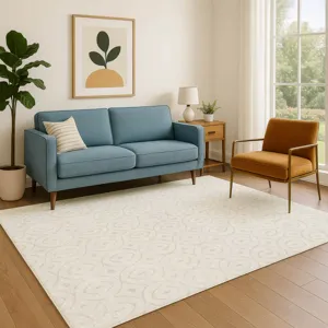 Luxury Washable Indoor/Outdoor The Reserve Ivory 5\' x 7\'6\" Rug