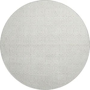 Luxury Washable Indoor/Outdoor The Reserve Ivory 8\' x 8\' Round Rug