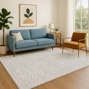 Luxury Washable Indoor/Outdoor The Reserve Silver 2\'6\" x 3\'10\" Rug
