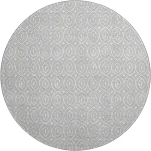 Luxury Washable Indoor/Outdoor The Reserve Silver 8\' x 8\' Round Rug
