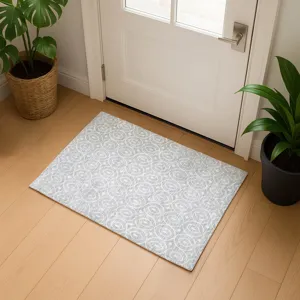 Luxury Washable Indoor/Outdoor The Reserve Silver 1\'8\" x 2\'6\" Rug